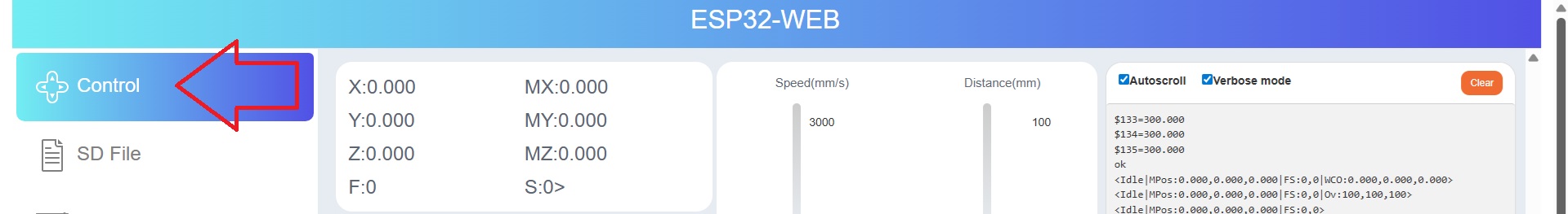 Menu WebUI con Control evidenziato