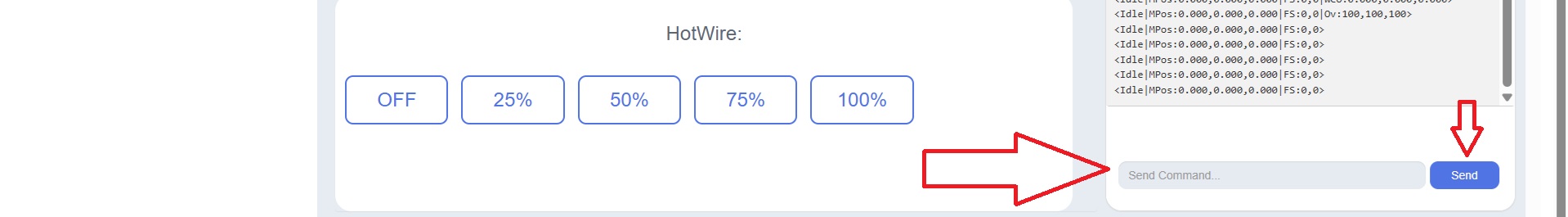 Finestra Control con console e casella Send