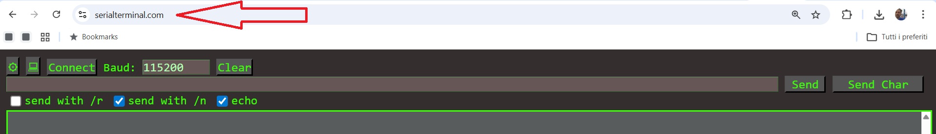 Schermata di SerialTerminal.com