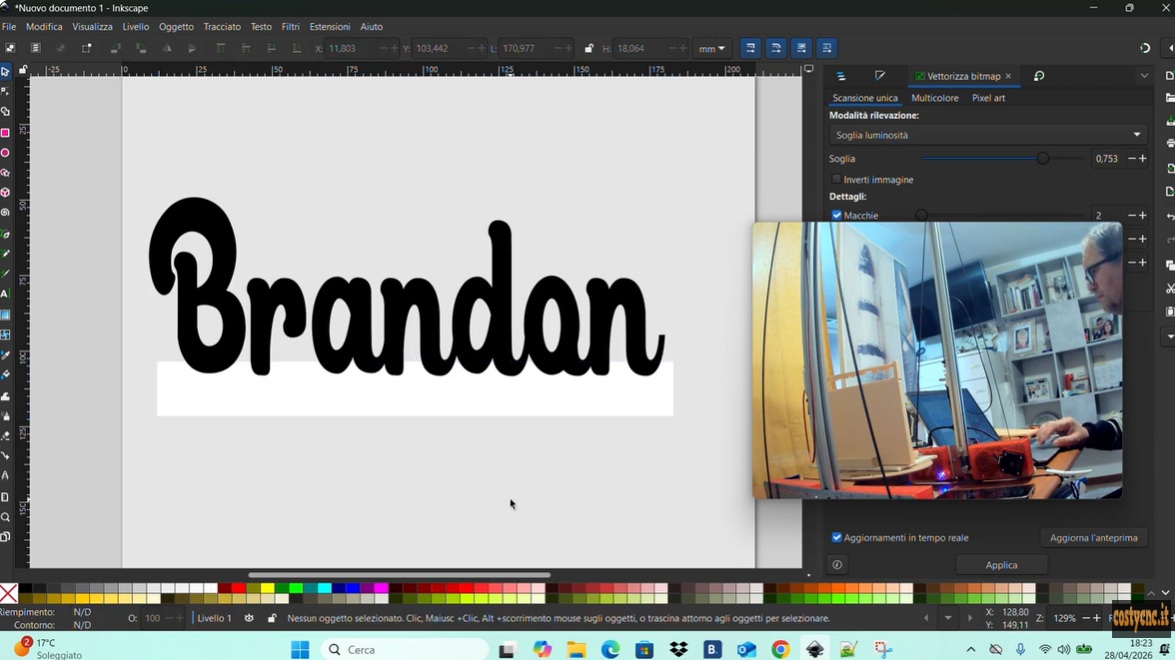 Grafica Inkscape con scritta Brandon in nero pieno